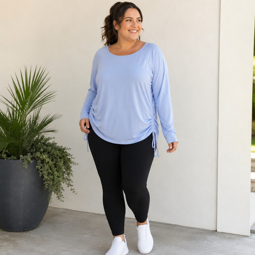 Under Armour Motion Longline Top Light Blue Cinched Sides Women's Size 2X